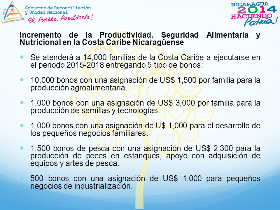 Incremento de la Productividad, Seguridad Alimentaria y Nutricional en la Costa Caribe Nicaragüense