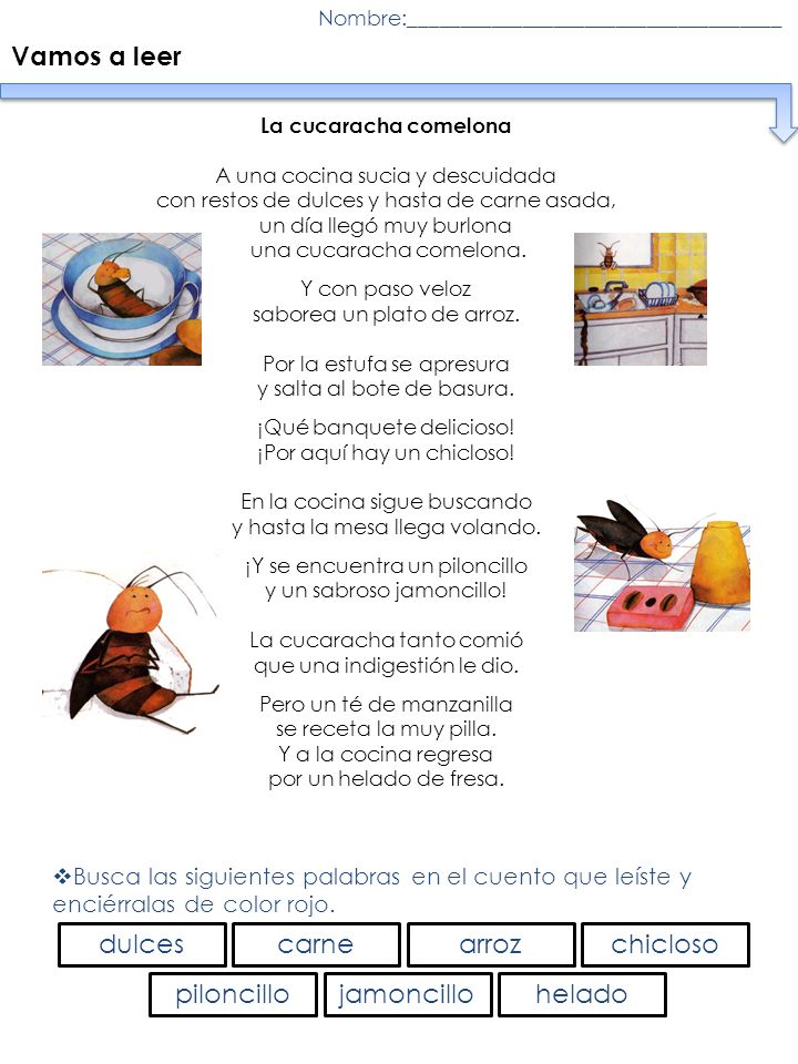 Vamos a leer dulces carne arroz chicloso piloncillo jamoncillo helado