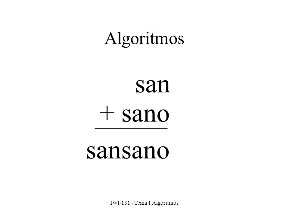 Algoritmos san + sano sansano IWI Tema 1 Algoritmos
