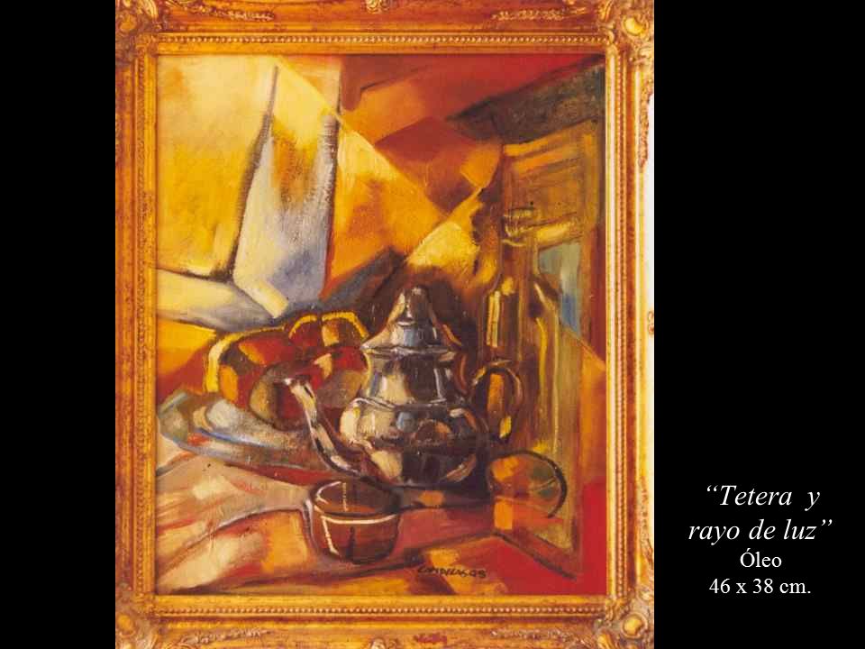 Tetera y rayo de luz Óleo 46 x 38 cm.