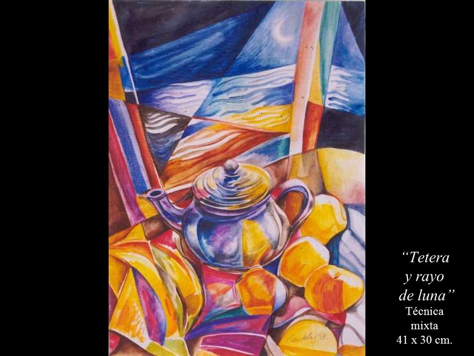 Tetera y rayo de luna Técnica mixta 41 x 30 cm.
