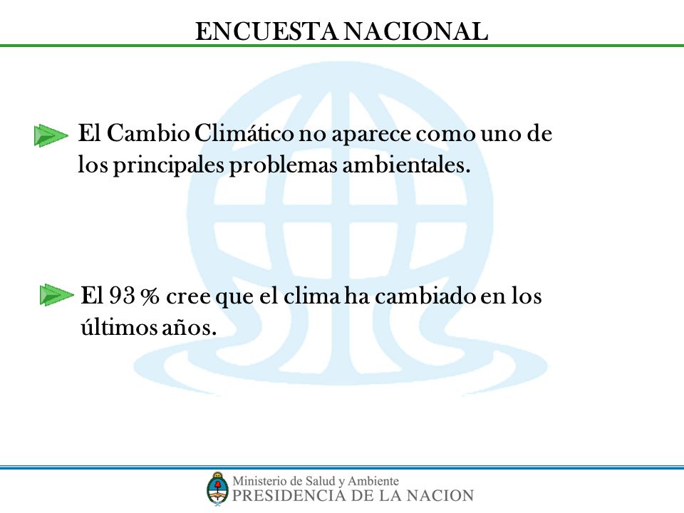 ENCUESTA NACIONAL El Cambio Climático no aparece como uno de