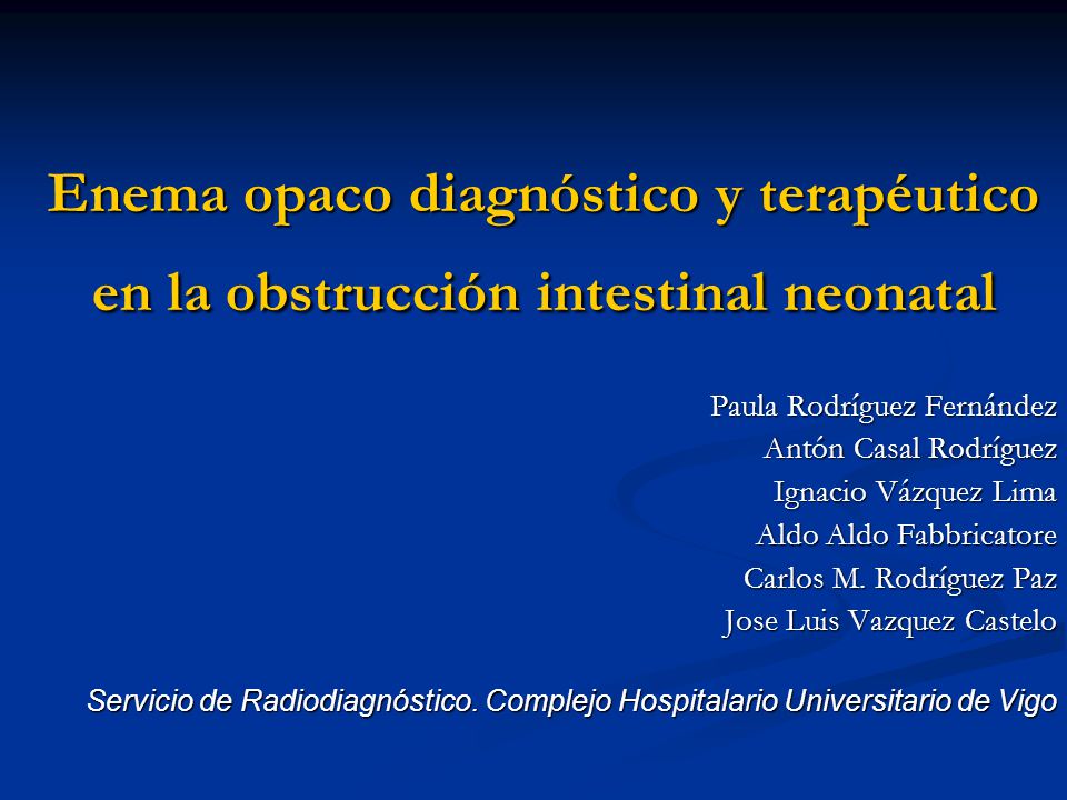 Enema opaco diagnóstico y terapéutico en la obstrucción intestinal neonatal
