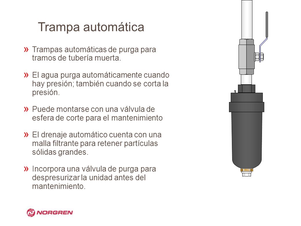 Trampa automática Trampas automáticas de purga para tramos de tubería muerta.