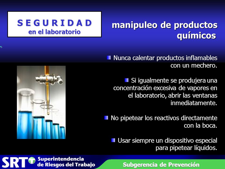 manipuleo de productos químicos