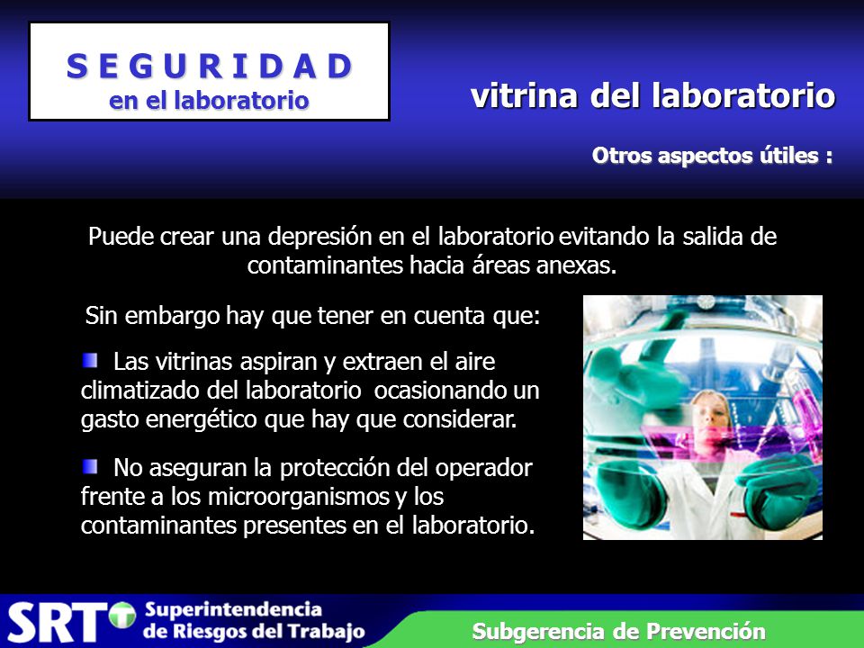 vitrina del laboratorio S E G U R I D A D