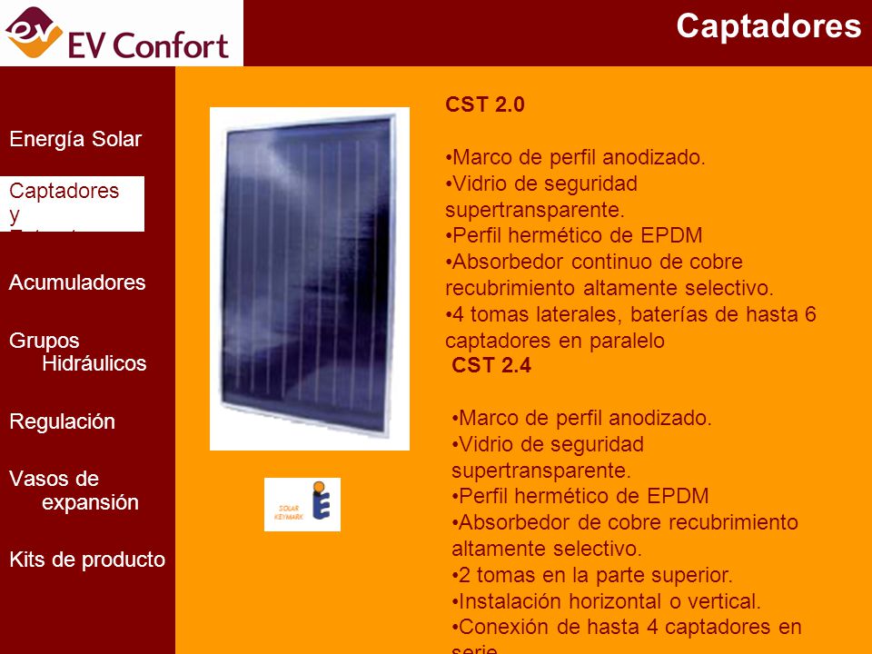 Captadores CST 2.0 Energía Solar Marco de perfil anodizado.