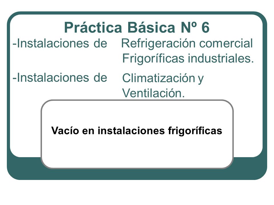 Práctica Básica Nº 6 Instalaciones de Refrigeración comercial Frigoríficas industriales.
