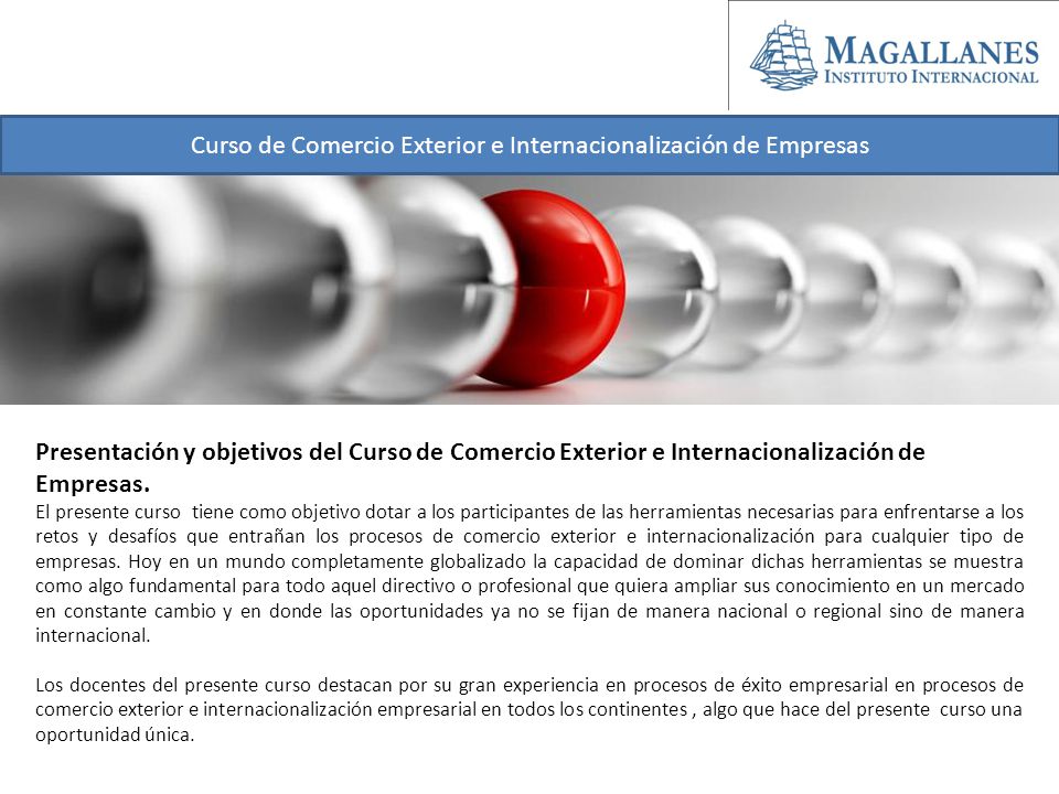 Curso de Comercio Exterior e Internacionalización de Empresas