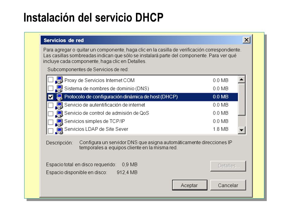 Instalación del servicio DHCP