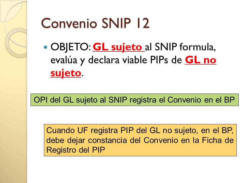 OPI del GL sujeto al SNIP registra el Convenio en el BP