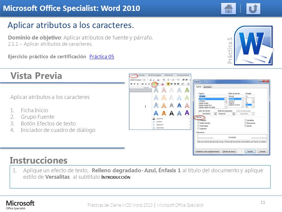 Prácticas de Cierre MOS Word 2010 │ Microsoft Office Specialist