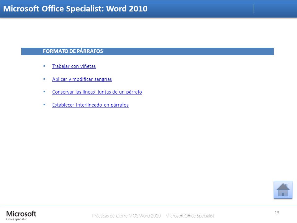Prácticas de Cierre MOS Word 2010 │ Microsoft Office Specialist