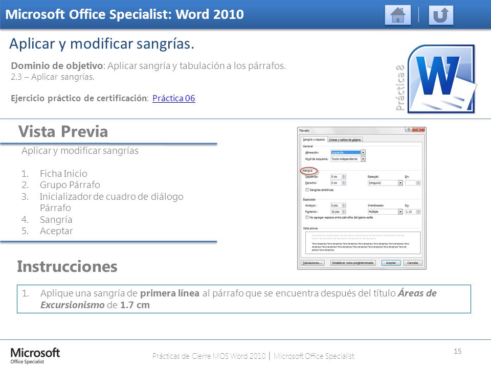 Prácticas de Cierre MOS Word 2010 │ Microsoft Office Specialist