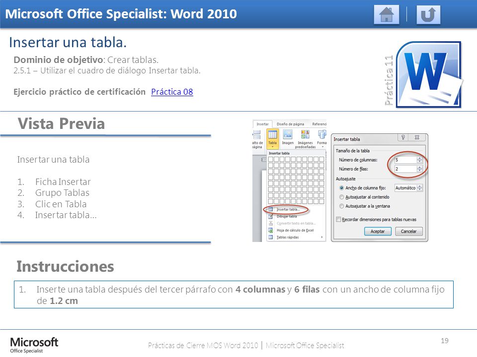 Prácticas de Cierre MOS Word 2010 │ Microsoft Office Specialist