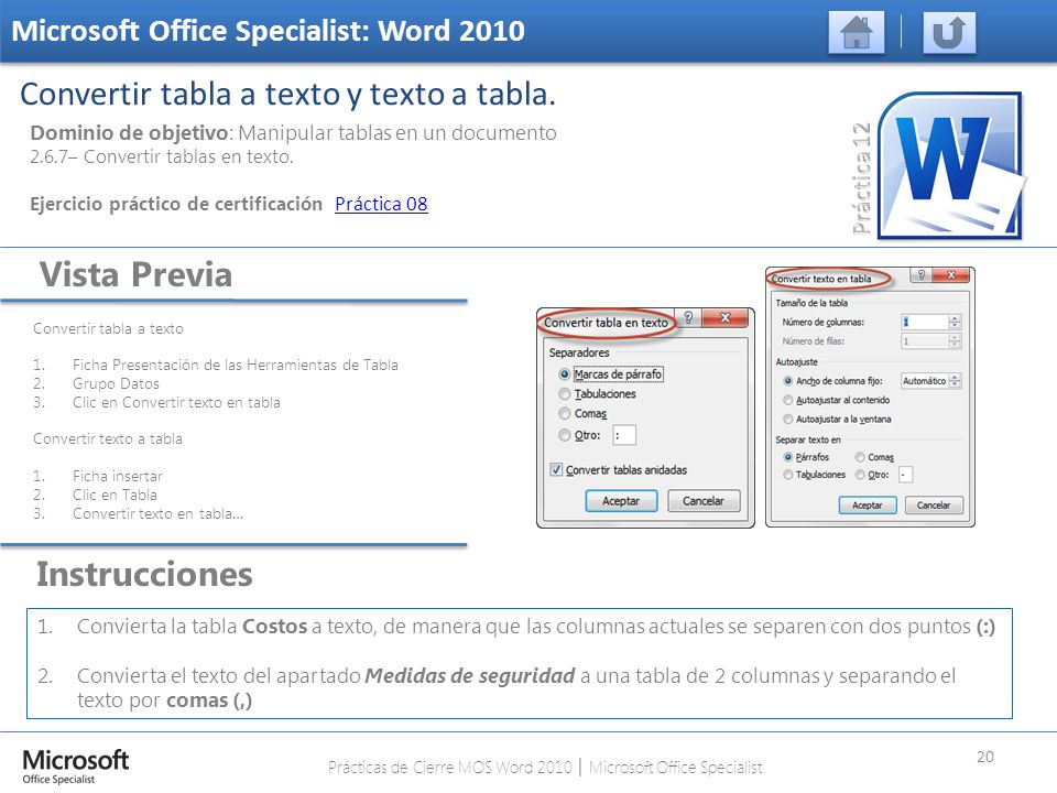 Prácticas de Cierre MOS Word 2010 │ Microsoft Office Specialist