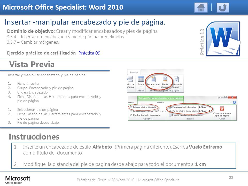 Prácticas de Cierre MOS Word 2010 │ Microsoft Office Specialist