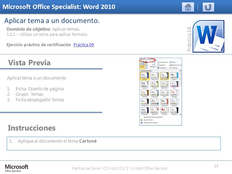 Prácticas de Cierre MOS Word 2010 │ Microsoft Office Specialist