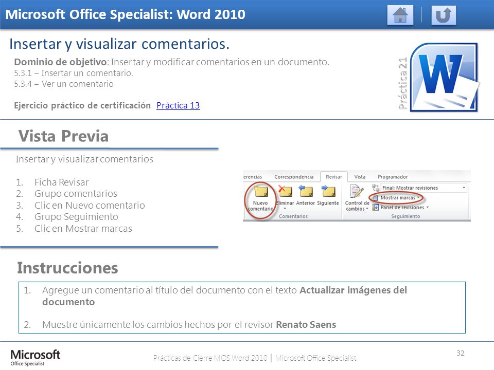 Prácticas de Cierre MOS Word 2010 │ Microsoft Office Specialist