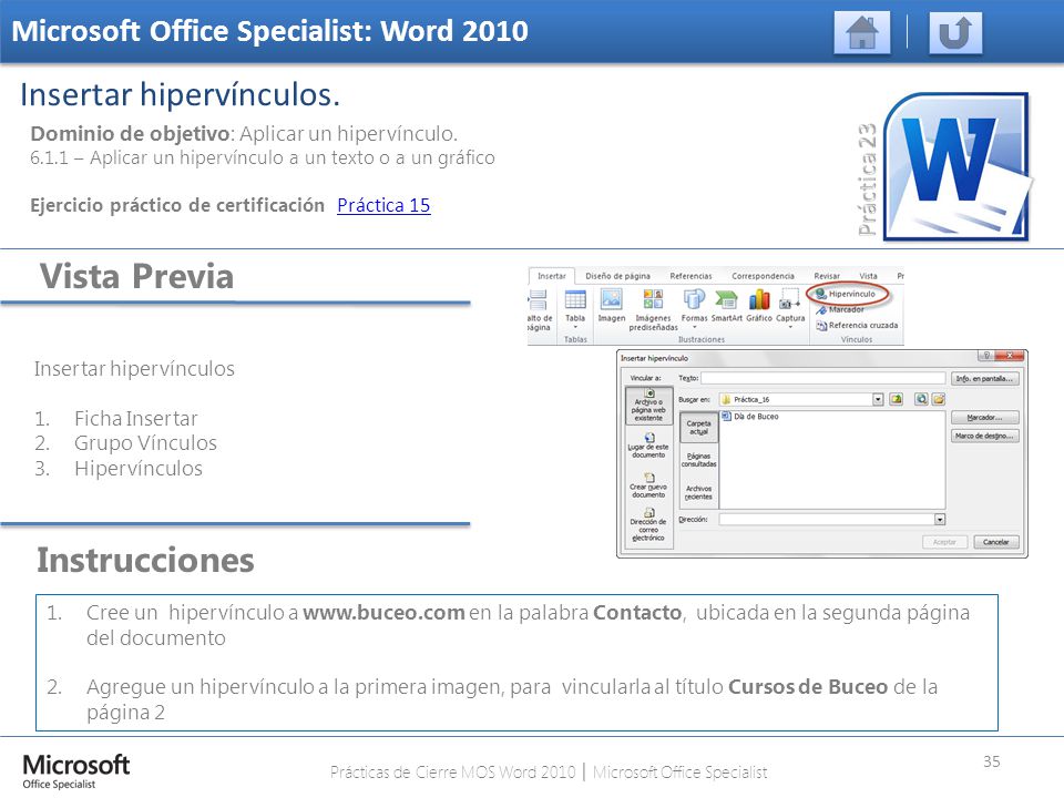 Prácticas de Cierre MOS Word 2010 │ Microsoft Office Specialist