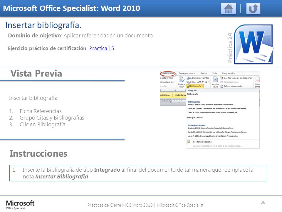 Prácticas de Cierre MOS Word 2010 │ Microsoft Office Specialist