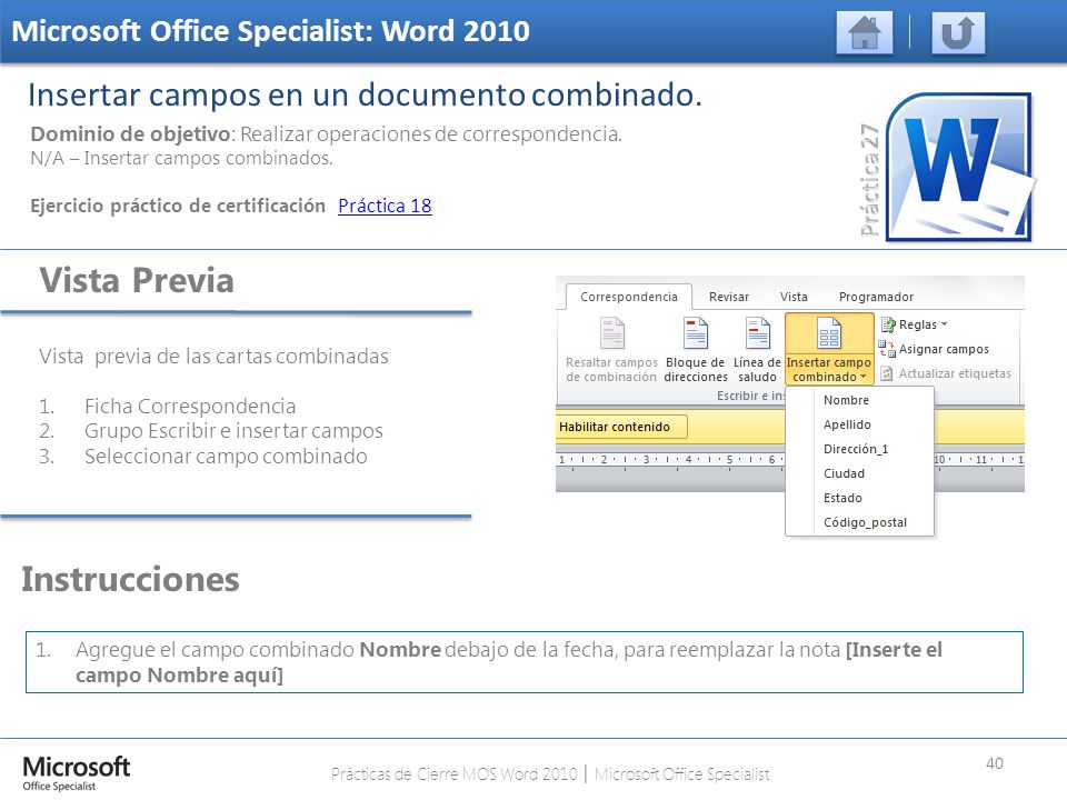 Prácticas de Cierre MOS Word 2010 │ Microsoft Office Specialist