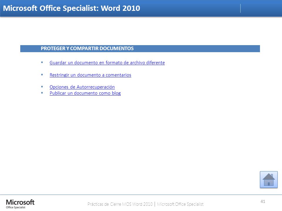 Prácticas de Cierre MOS Word 2010 │ Microsoft Office Specialist