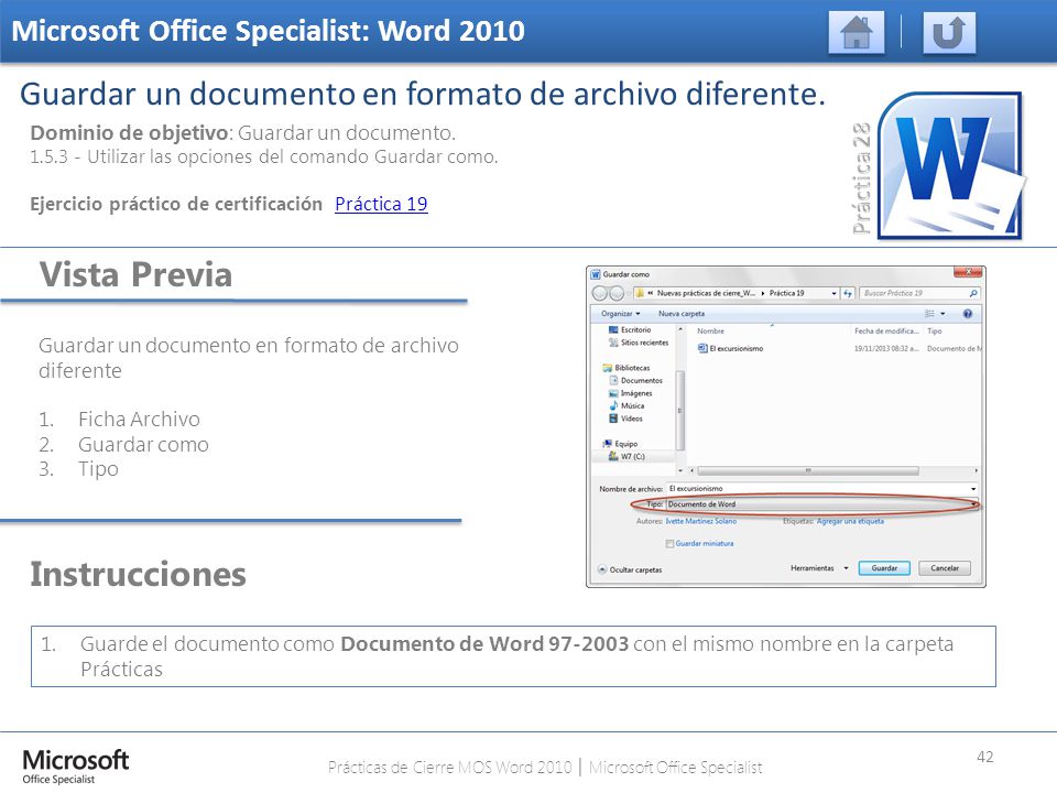 Prácticas de Cierre MOS Word 2010 │ Microsoft Office Specialist