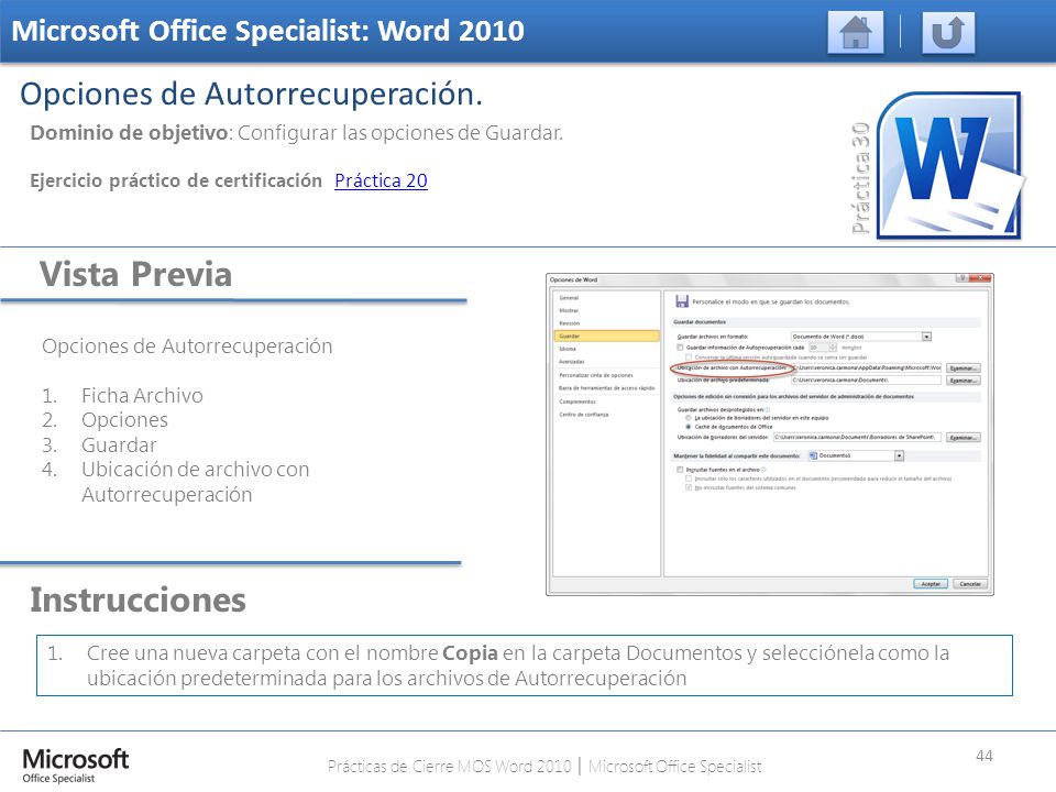 Prácticas de Cierre MOS Word 2010 │ Microsoft Office Specialist
