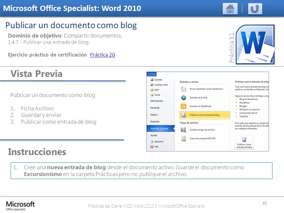 Prácticas de Cierre MOS Word 2010 │ Microsoft Office Specialist