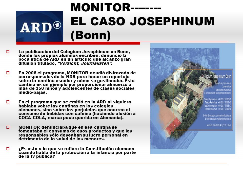 MONITOR EL CASO JOSEPHINUM (Bonn)