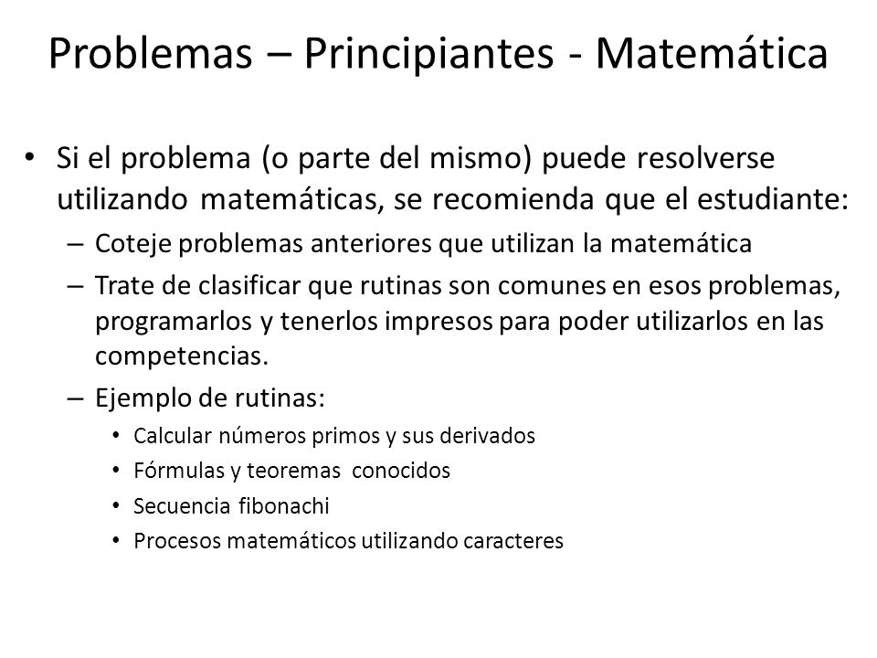 Problemas – Principiantes - Matemática