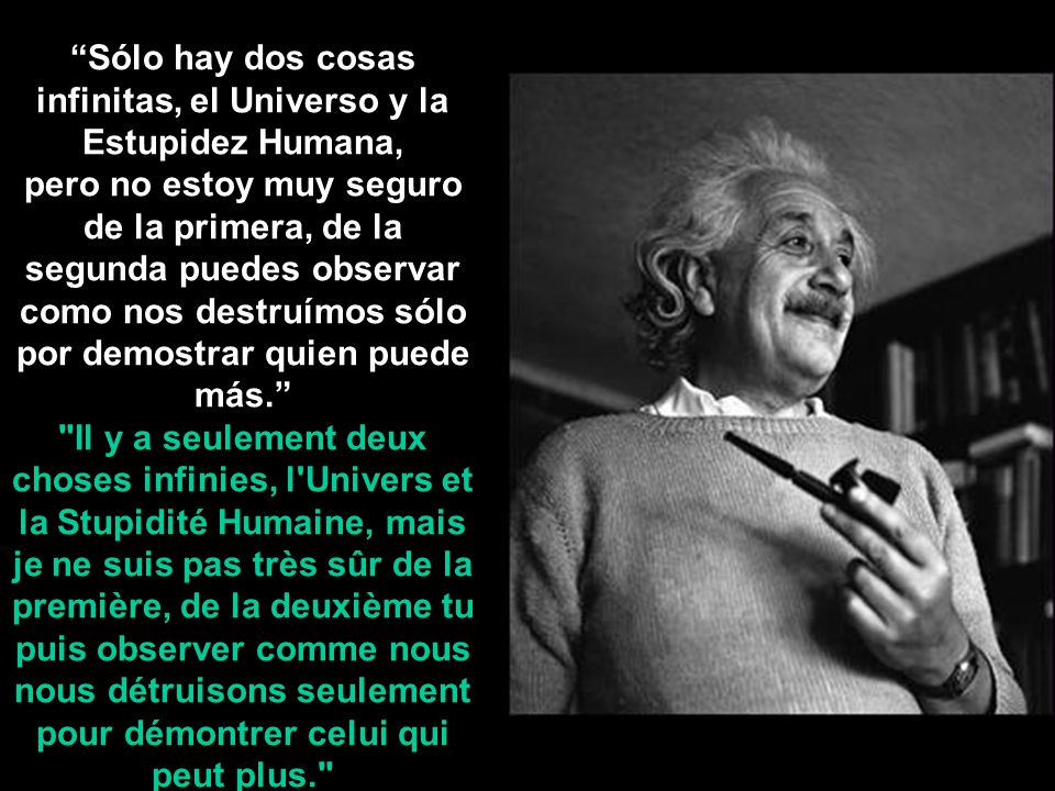 Sólo hay dos cosas infinitas, el Universo y la Estupidez Humana,
