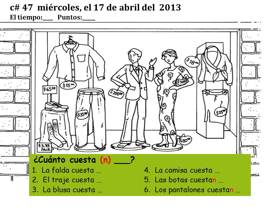 c# 47 miércoles, el 17 de abril del 2013 El tiempo:____ Puntos:_____