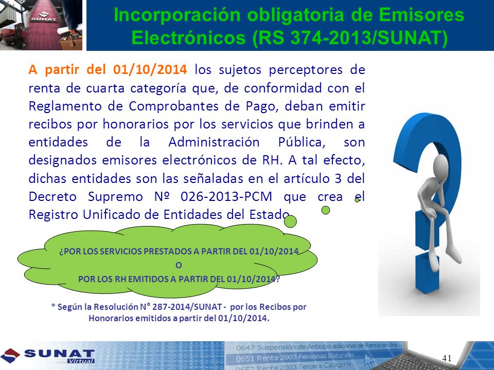Incorporación obligatoria de Emisores Electrónicos (RS /SUNAT)