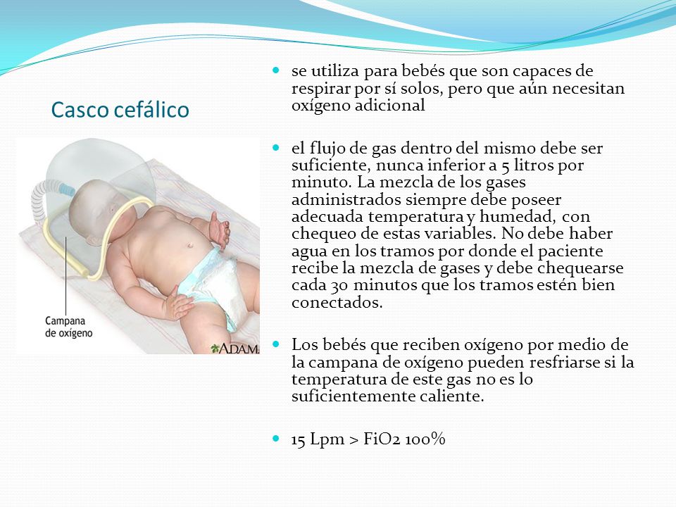 Casco cefálico se utiliza para bebés que son capaces de respirar por sí solos, pero que aún necesitan oxígeno adicional.