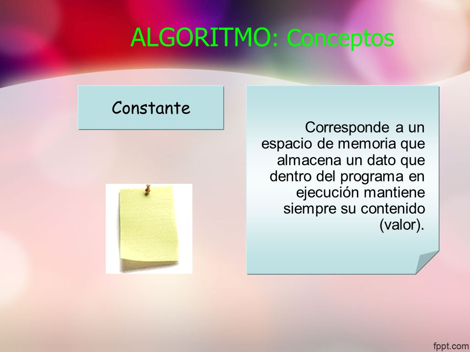 ALGORITMO: Conceptos Variable Constante Tipo de Dato Dato