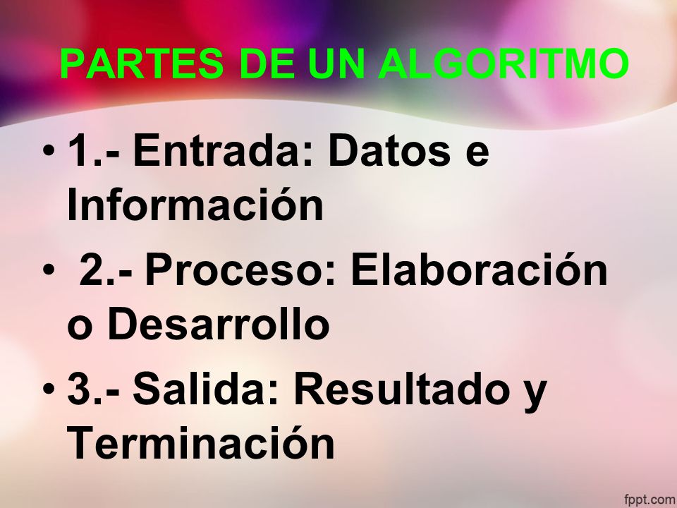 1.- Entrada: Datos e Información 2.- Proceso: Elaboración o Desarrollo
