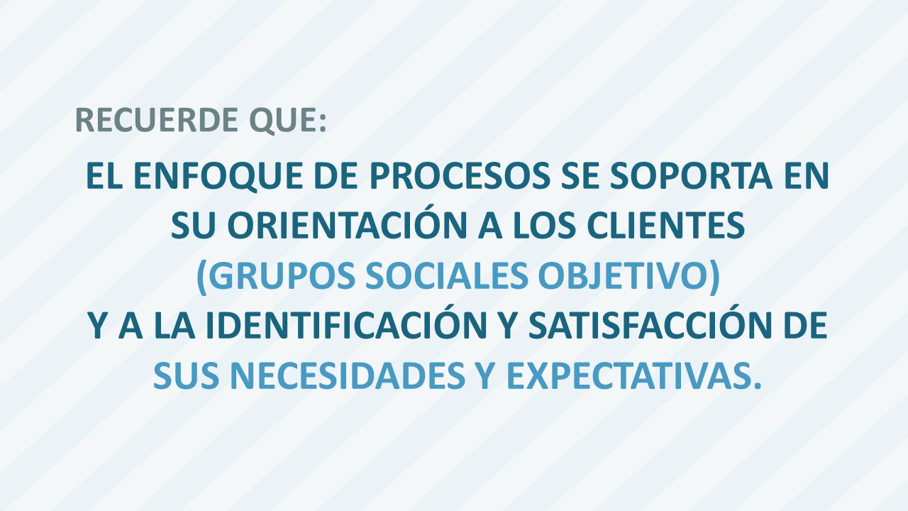 EL ENFOQUE DE PROCESOS SE SOPORTA EN SU ORIENTACIÓN A LOS CLIENTES
