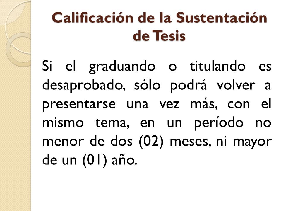 Calificación de la Sustentación de Tesis