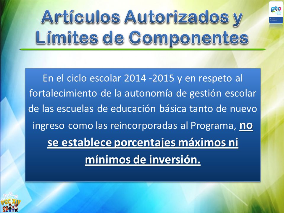 Artículos Autorizados y Límites de Componentes