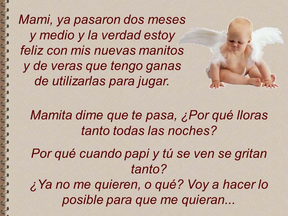 Mamita dime que te pasa, ¿Por qué lloras tanto todas las noches