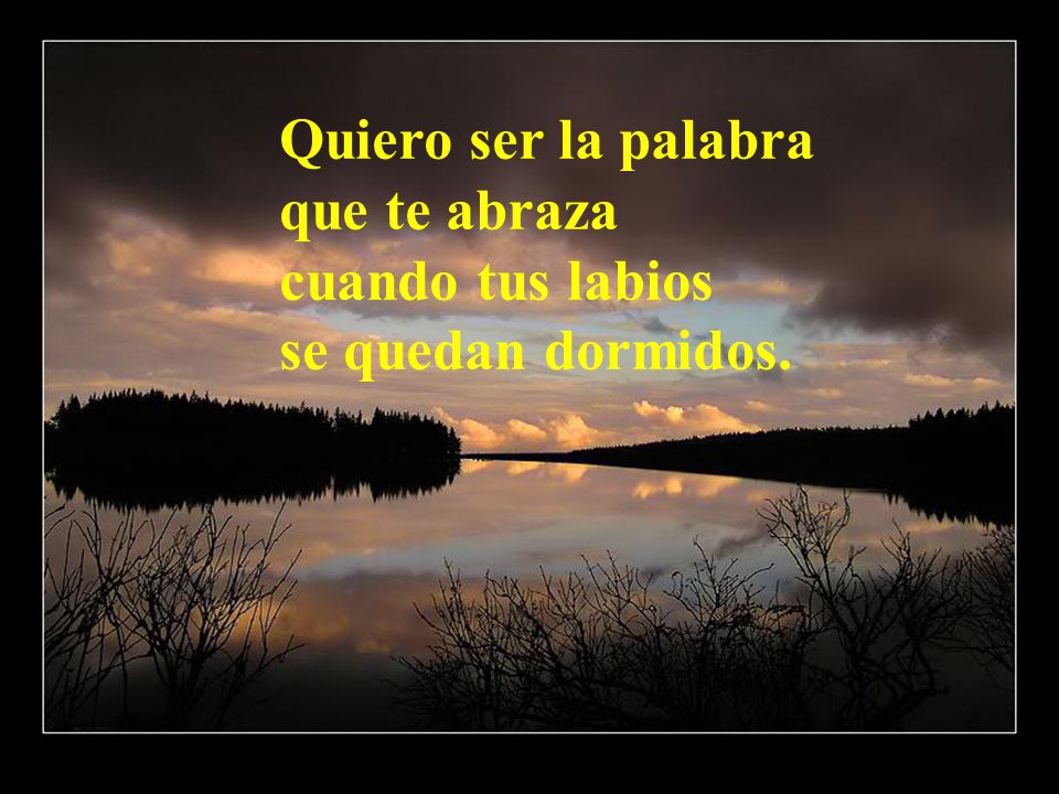 Quiero ser la palabra que te abraza cuando tus labios se quedan dormidos.