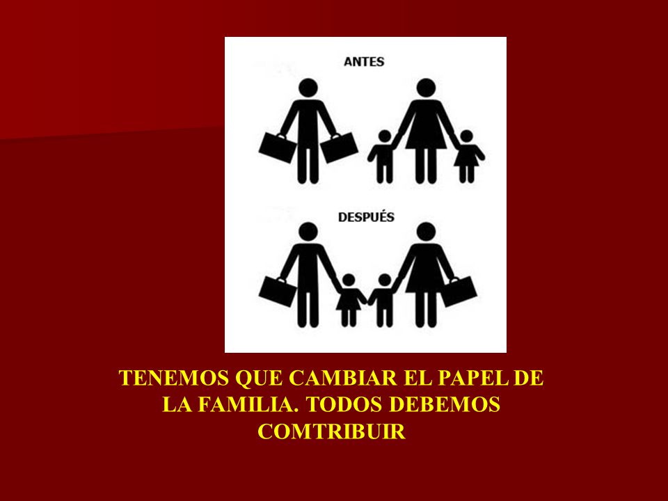 TENEMOS QUE CAMBIAR EL PAPEL DE LA FAMILIA. TODOS DEBEMOS COMTRIBUIR