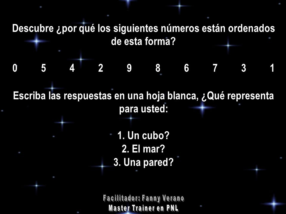 Escriba las respuestas en una hoja blanca, ¿Qué representa para usted: