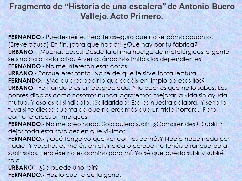 Fragmento de Historia de una escalera de Antonio Buero Vallejo