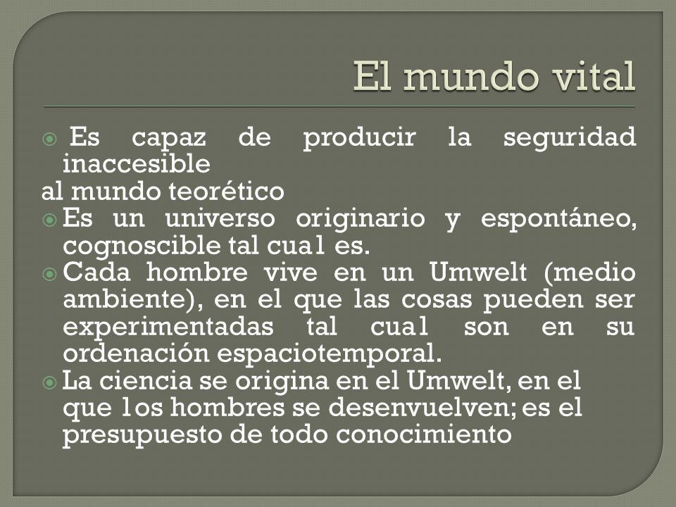 El mundo vital Es capaz de producir la seguridad inaccesible