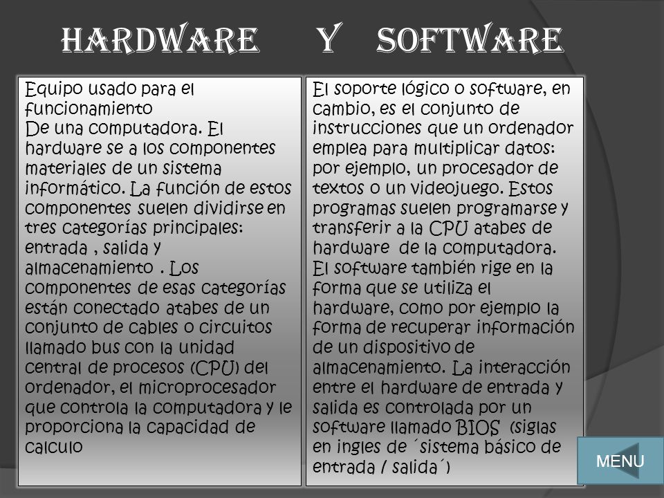Hardware y software Equipo usado para el funcionamiento