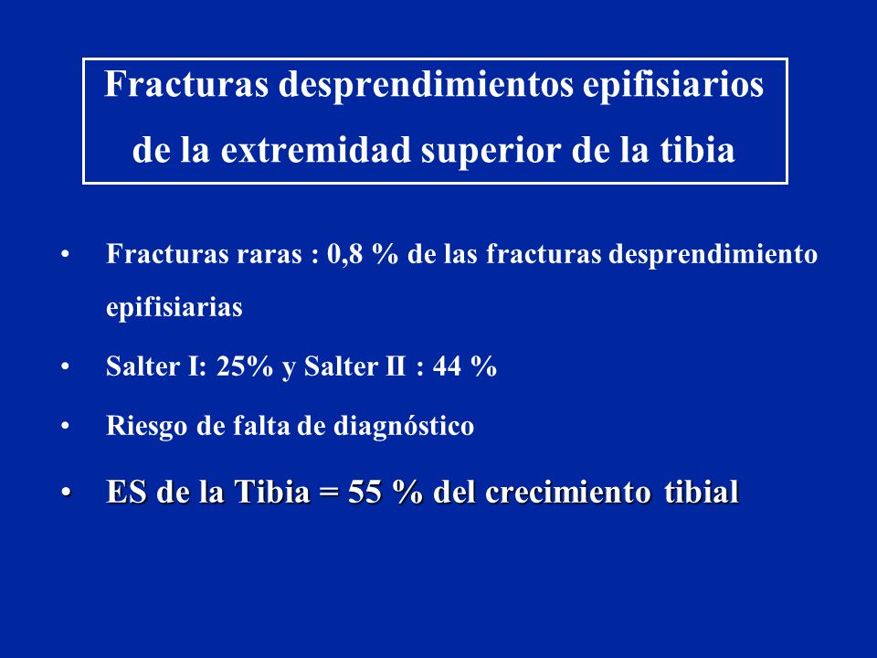 Fracturas desprendimientos epifisiarios de la extremidad superior de la tibia