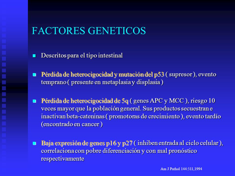 FACTORES GENETICOS Descritos para el tipo intestinal